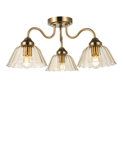 Där Erika 3 Arm Semi Flush Pendant Ceiling Light, Bronze, 