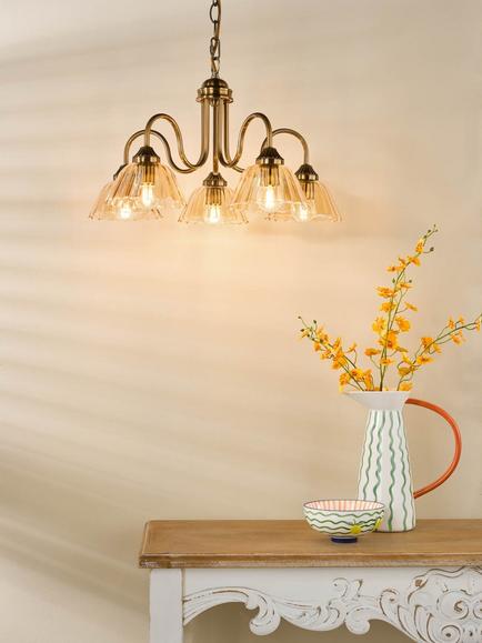 Där Erika 5 Arm Pendant Ceiling Light, Bronze - view 2, Bronze