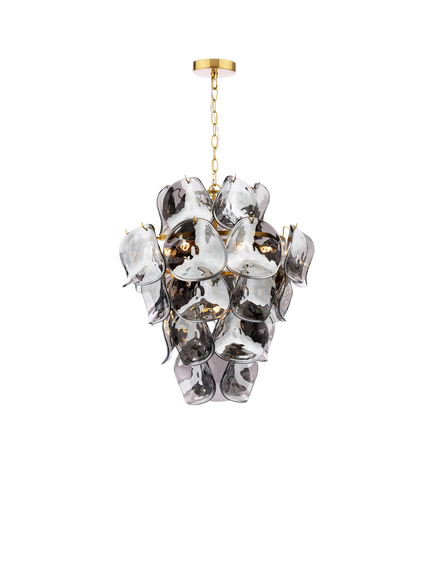 Där Genoa 8 Light Pendant Ceiling Light, Brass/Smoke, Brass