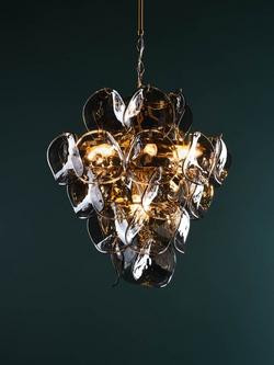Där Genoa 8 Light Pendant Ceiling Light, Brass/Smoke - view 2, Brass