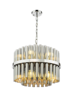 Där Imani 12 Light Ribbed Glass Pendant Ceiling Light, Chrome/Smoke, 