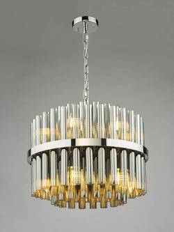 Där Imani 12 Light Ribbed Glass Pendant Ceiling Light, Chrome/Smoke - view 2, 