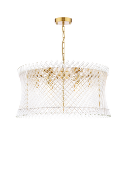 Där Loire 6 Light Pendant Ceiling Light, Brass/Clear, 