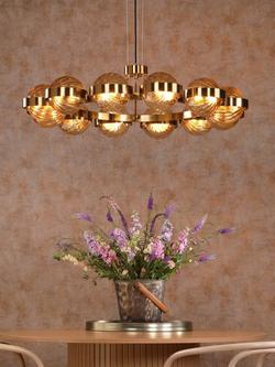 Där Ophira 12 Light Glass Shade Pendant Ceiling Light, Antique Gold/Amber - view 2, 