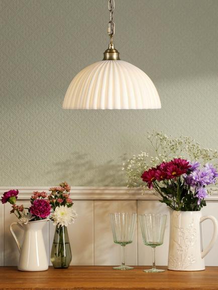 Laura Ashley Durford Large Pendant Ceiling Light, Antique Brass - view 2, Brass
