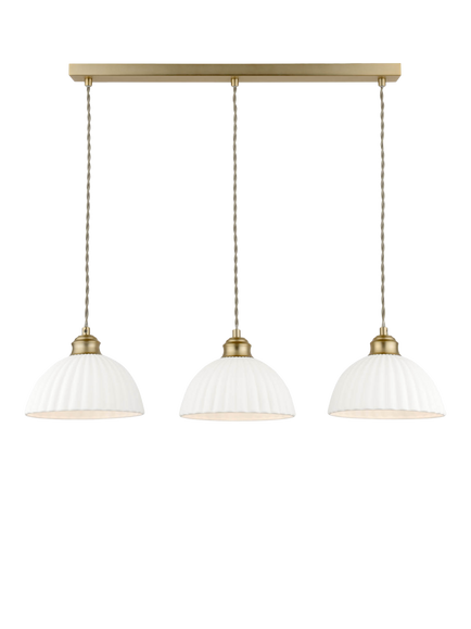 Laura Ashley Durford 3 Light Bar Pendant Ceiling Light, Antique Brass, Brass