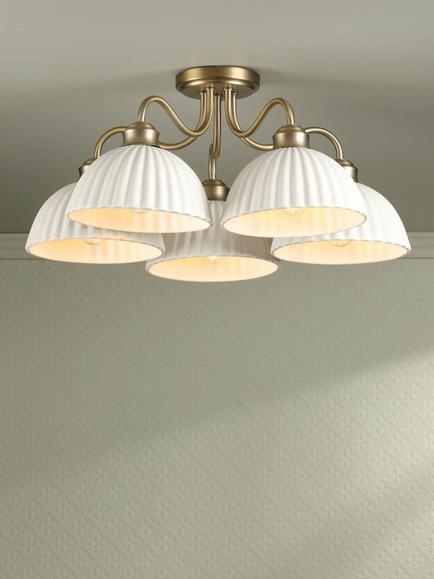 Laura Ashley Durford 5 Arm Semi Flush Ceiling Light, Antique Brass - view 2, Brass