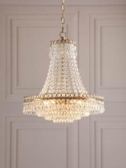 Laura Ashley Enid 5 Arm Crystal Chandelier Ceiling Light, Antique Brass - view 2, 