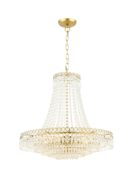 Laura Ashley Enid Grande Crystal Chandelier Ceiling Light, Antique Brass, Brass