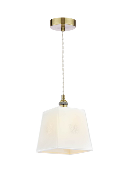 Laura Ashley Square Porcelain Pendant Ceiling Light, Set of 2, Cream, Cream