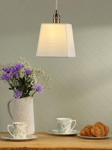 Laura Ashley Square Porcelain Pendant Ceiling Light, Set of 2, Cream - view 2, Cream