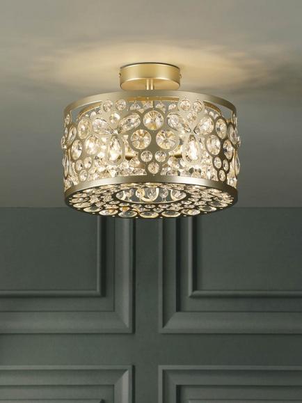 Laura Ashley Tilbrook Small Flush Ceiling Light, Champagne - view 2, Champagne