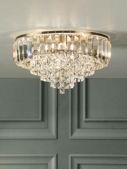 Laura Ashley Vienna Crystal Glass Flush Ceiling Light, Antique Brass - view 2, 