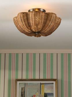 Joules Braywick Rattan Flush Ceiling Light, Natural - view 2, 