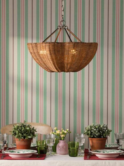 Joules Braywick Rattan Pendant Ceiling Light, Natural - view 2, Bronze