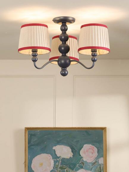 Joules Harewood 3 Arm Semi Flush Pendant Ceiling Light, Navy Blue - view 2, Blue
