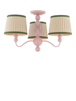 Joules Harewood 3 Arm Semi Flush Pendant Ceiling Light, Pink, 