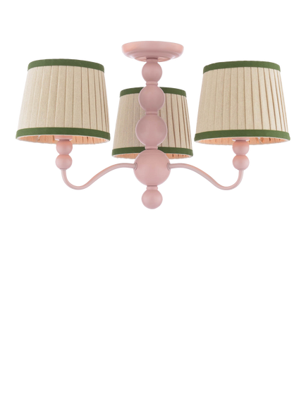 Joules Harewood 3 Arm Semi Flush Pendant Ceiling Light, Pink, Pink