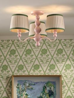 Joules Harewood 3 Arm Semi Flush Pendant Ceiling Light, Pink - view 2, 