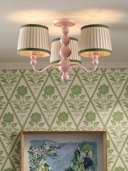 Joules Harewood 3 Arm Semi Flush Pendant Ceiling Light, Pink - view 2, Pink