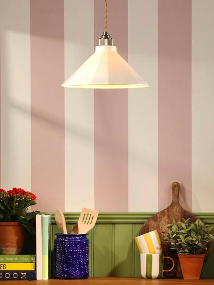Joules Lynton Porcelain Pendant Ceiling Light, White - view 2, White