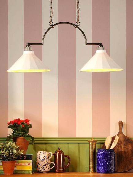 Joules Lynton 2 Arm Porcelain Pendant Ceiling Light, White - view 2, White