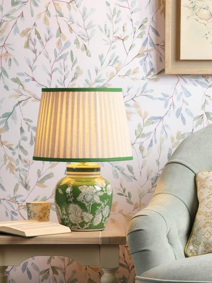 Laura Ashley Colwich Ceramic Base Table Lamp, Green - view 2, Green