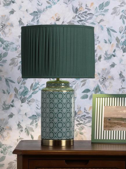 Laura Ashley Knipton Ceramic Base Table Lamp, Green - view 2, Green
