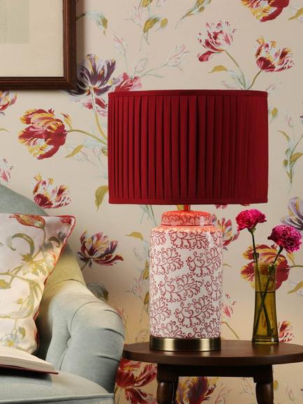Laura Ashley Knipton Ceramic Base Table Lamp, Ruby - view 2, Ruby