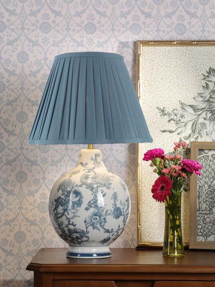 Laura Ashley Maltby Ceramic Base Table Lamp, Blue - view 2, Blue