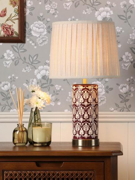 Laura Ashley Medlock Ceramic Base Table Lamp, Plum - view 2, Plum