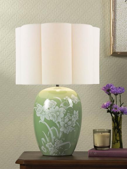 Laura Ashley Pashley Ceramic Base Table Lamp, Green - view 2, Green