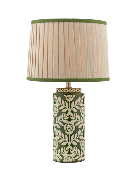 Joules Highclere Glazed Ceramic Base Table Lamp, Green, Green