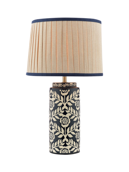Joules Highclere Glazed Ceramic Base Table Lamp, Navy Blue, Blue
