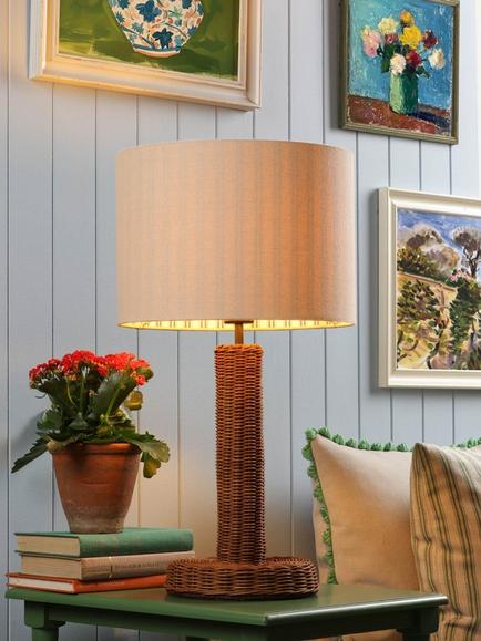 Joules Portree Woven Rattan Table Lamp, Natural - view 2, Natural