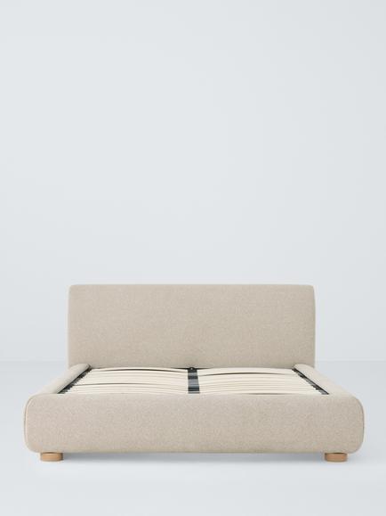 John Lewis Scandi Upholstered Platform Bed Frame, Double, Latte - view 2, Latte