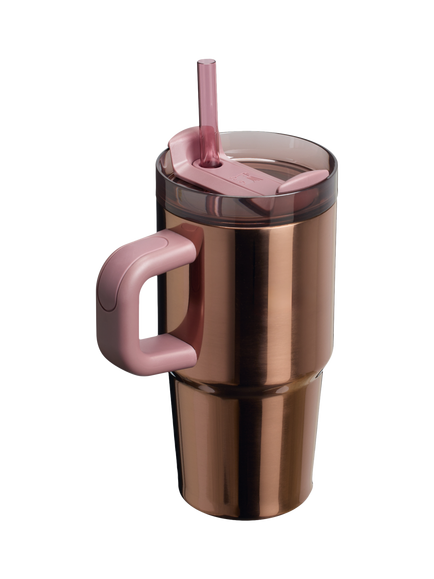 Stanley Quencher Stainless Steel FlowState Tumbler, 600ml, Polished Rose Gold - view 2, Polished Rose Gold