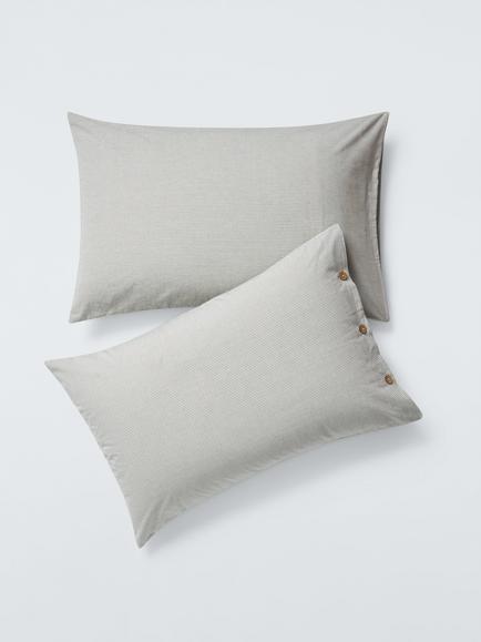 John Lewis Harlton Pure Cotton Weave, Standard Pillowcase, Set of 2, Grey, Grey