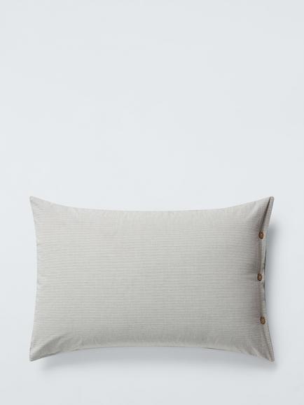 John Lewis Harlton Pure Cotton Weave, Standard Pillowcase, Set of 2, Grey - view 2, Grey