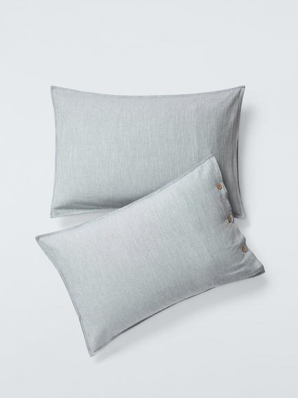 John Lewis Scandi Pure Cotton Weave, Standard Pillowcase, Set of 2, Navy, Navy