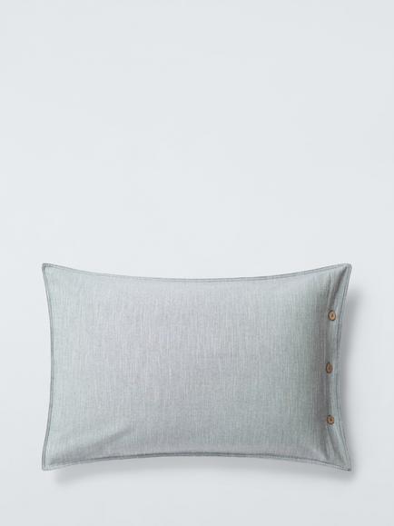 John Lewis Scandi Pure Cotton Weave, Standard Pillowcase, Set of 2, Navy - view 2, Navy
