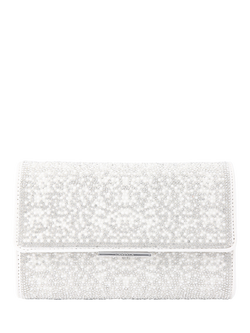 Carvela Anna Embellished Clutch Bag, White, White