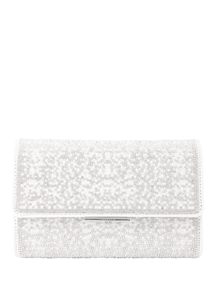 Carvela Anna Embellished Clutch Bag, White, White