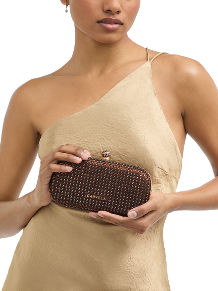 Carvela Cecilia Hard Clutch Bag, Brown - view 2, Brown