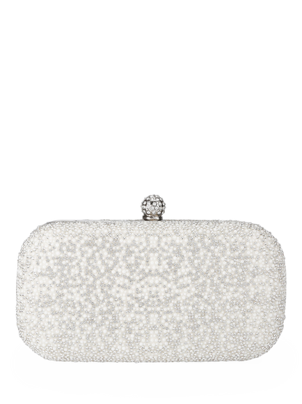 Carvela Cecilia Hard Clutch Bag, White/Silver, White/Silver