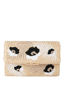 Carvela Giorgia Flower Clutch Bag, Black/Multi, Black/Multi