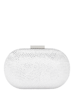 Carvela Pietra Hard Clutch Bag, Silver, Silver