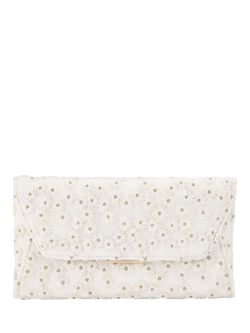 Carvela Spirit Daisy Embroidered Clutch Bag, White, White