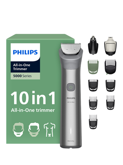 Philips 5000 Multigroom 10-in-1 Hair & Beard Trimmer MG5921/15, Grey, Grey