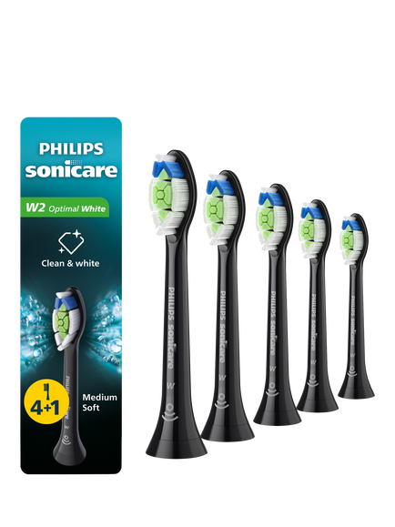 Philips Sonicare HX6065/88 Optimal White Toothbrush Heads, Pack of 5, Black, Black